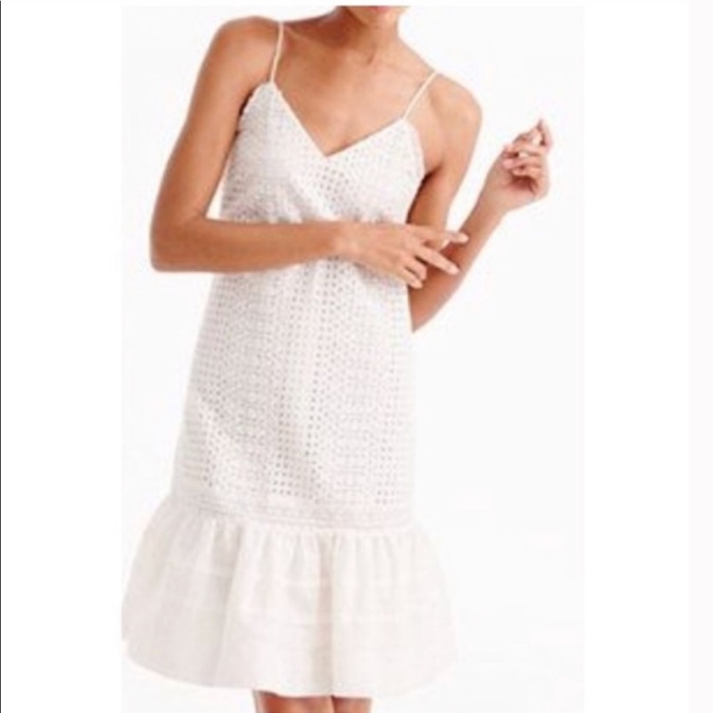 J.Crew Eyelet Ruffle-hem Spaghetti-strap Dress size 4